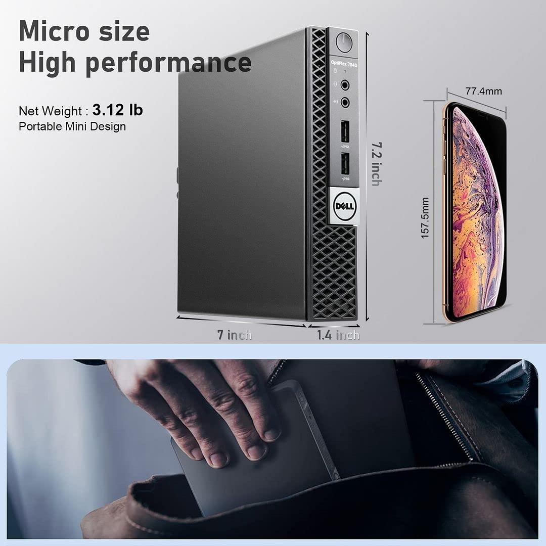 Dell Dell Mini PC Windows 10 Pro, OptiPlex 7040 Mini Computers,i7 6700T Desktop,32GB Ram 512GB M.2 NVMe M.2 SSD Micro PC,AX210 Built-in WiFi 6E,HDMI Dual 4K Monitor Support (Renewed)