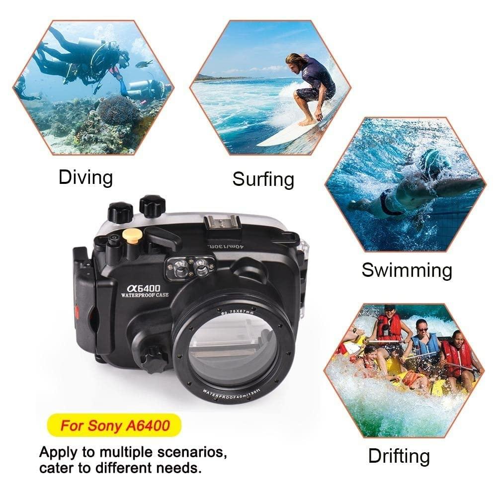 Sea frogs SeaFrogs Waterproof housing for Sony A6400 Underwater Diving Case 40M/130FT with Built-in Water Leakage Sensor, Ideal for Diving, Surfing, Swimming and Rafting Video