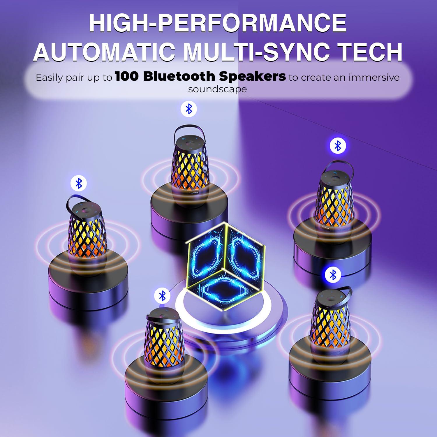 IXTECH IXTECH Outdoor Bluetooth Speakers, Waterproof Portable Bluetooth Speaker Wireless with Lights, Outdoor Gifts for Dads Mom, Multi-Sync Wireless Connection, Lantern Speakers Mountable, 2 Pack