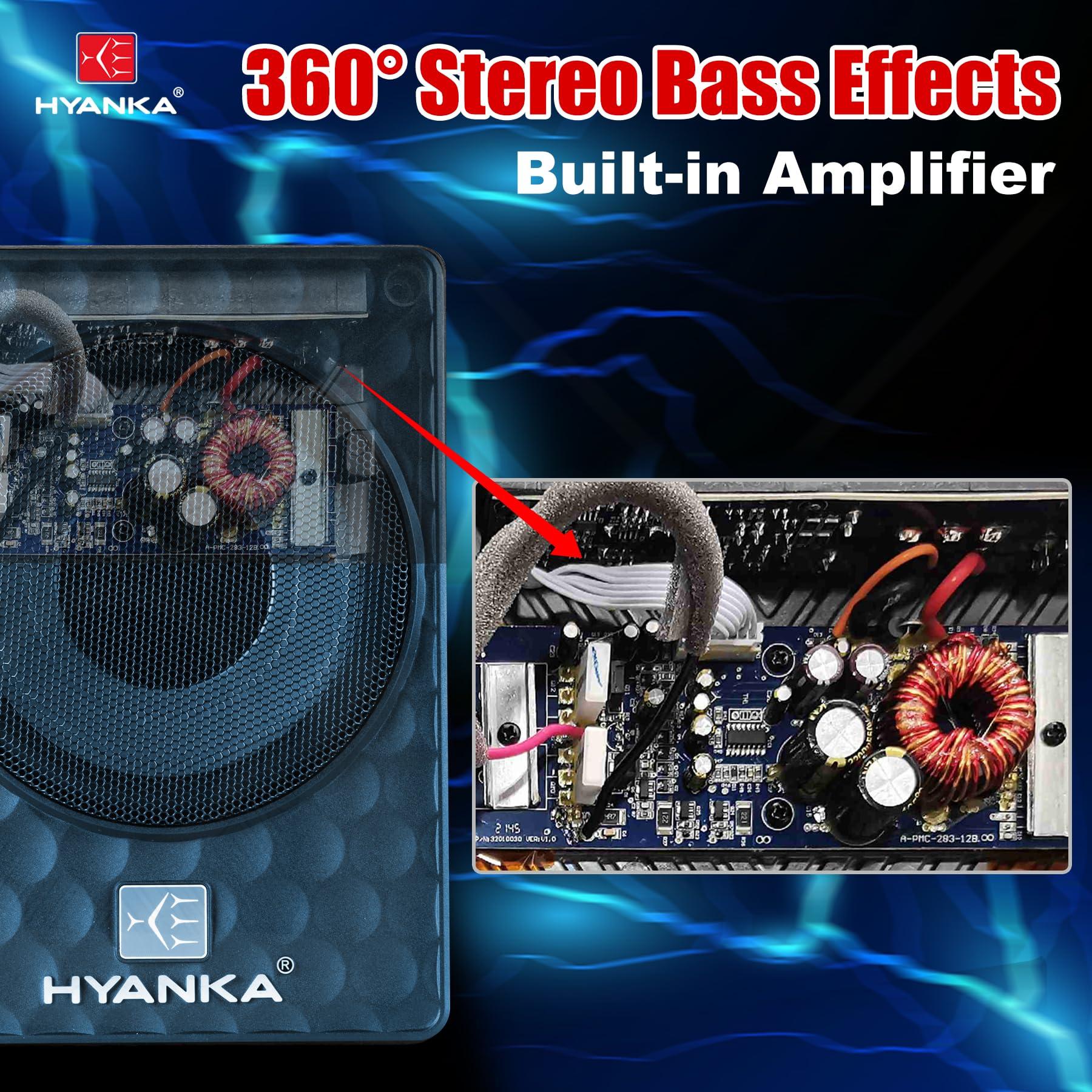 H YANKA H YANKA SODA-10ASW 480W 10 Inch Compact Underseat Car Subwoofer with Built-in Amp, Slim Powered Subwoofer for Car/Truck/Jeep Audio