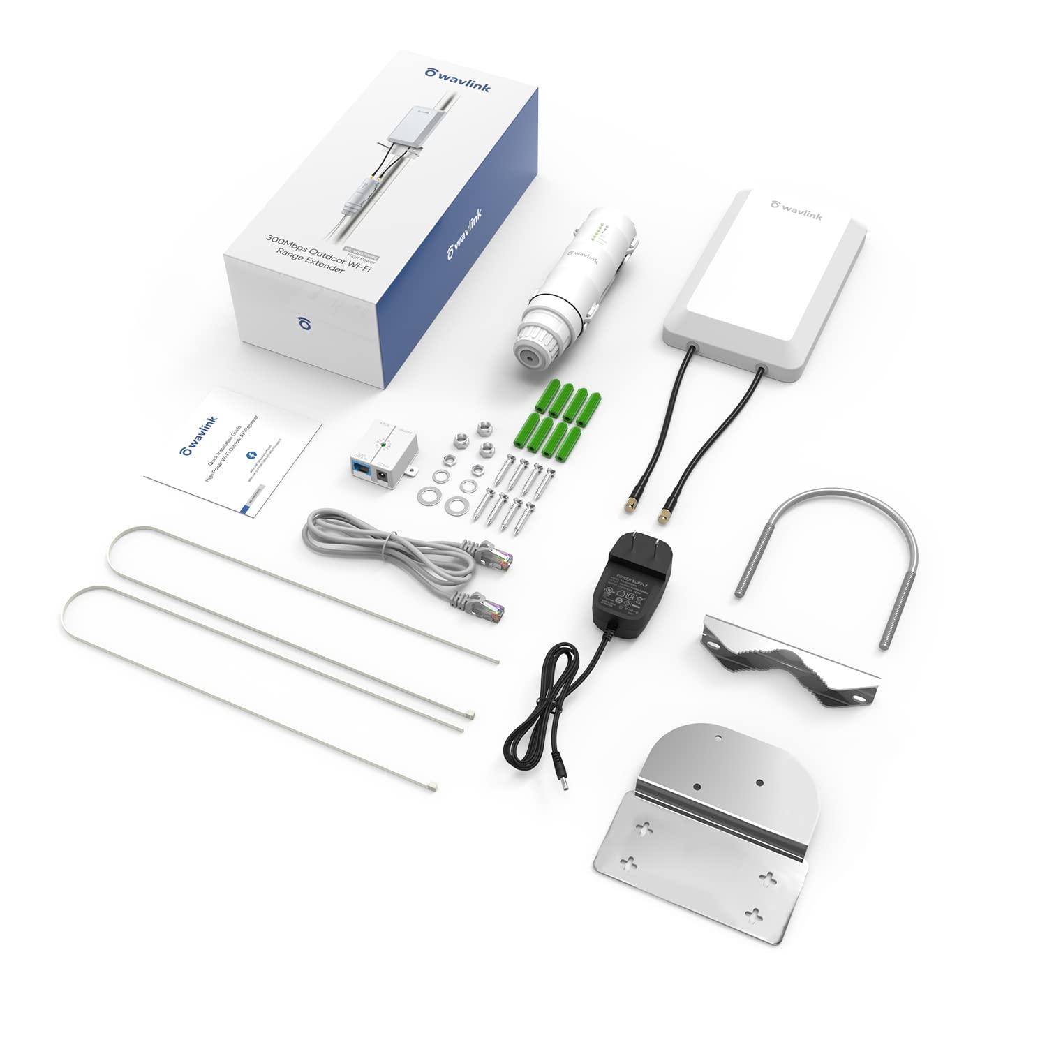 WAVLINK WAVLINK N300 Wireless Outdoor Access Point with PoE Powered, Waterproof, Outdoor Wi-Fi Extender Long Range with AP/Router/Repeater Modes, 11 dBi Directional Antennas