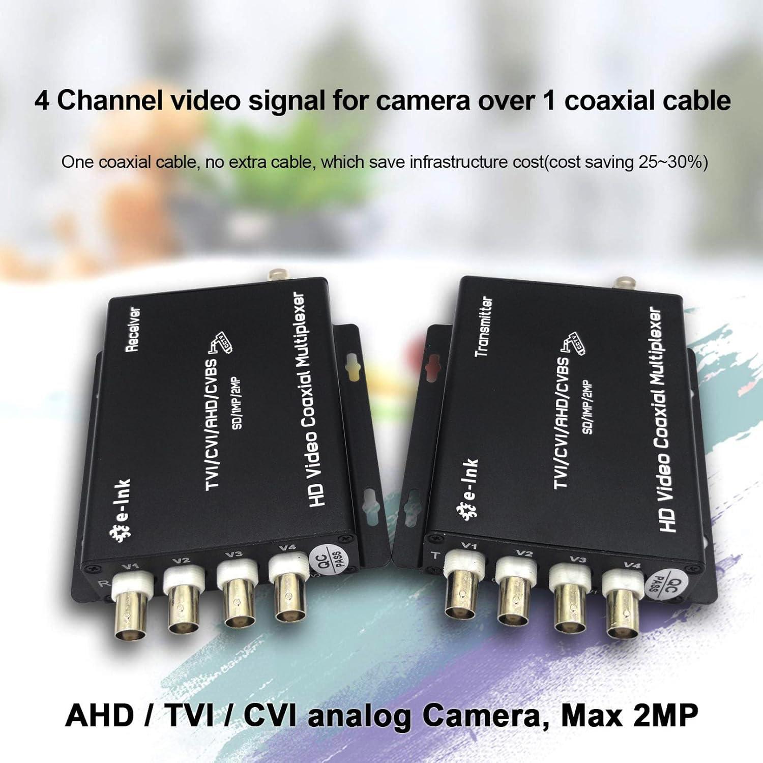 E-link E-link 4 Channel Video Multiplexer - 4Ch CCTV Video Multiplexer Over 1 Coaxial Cable for Standard Analog Cameras