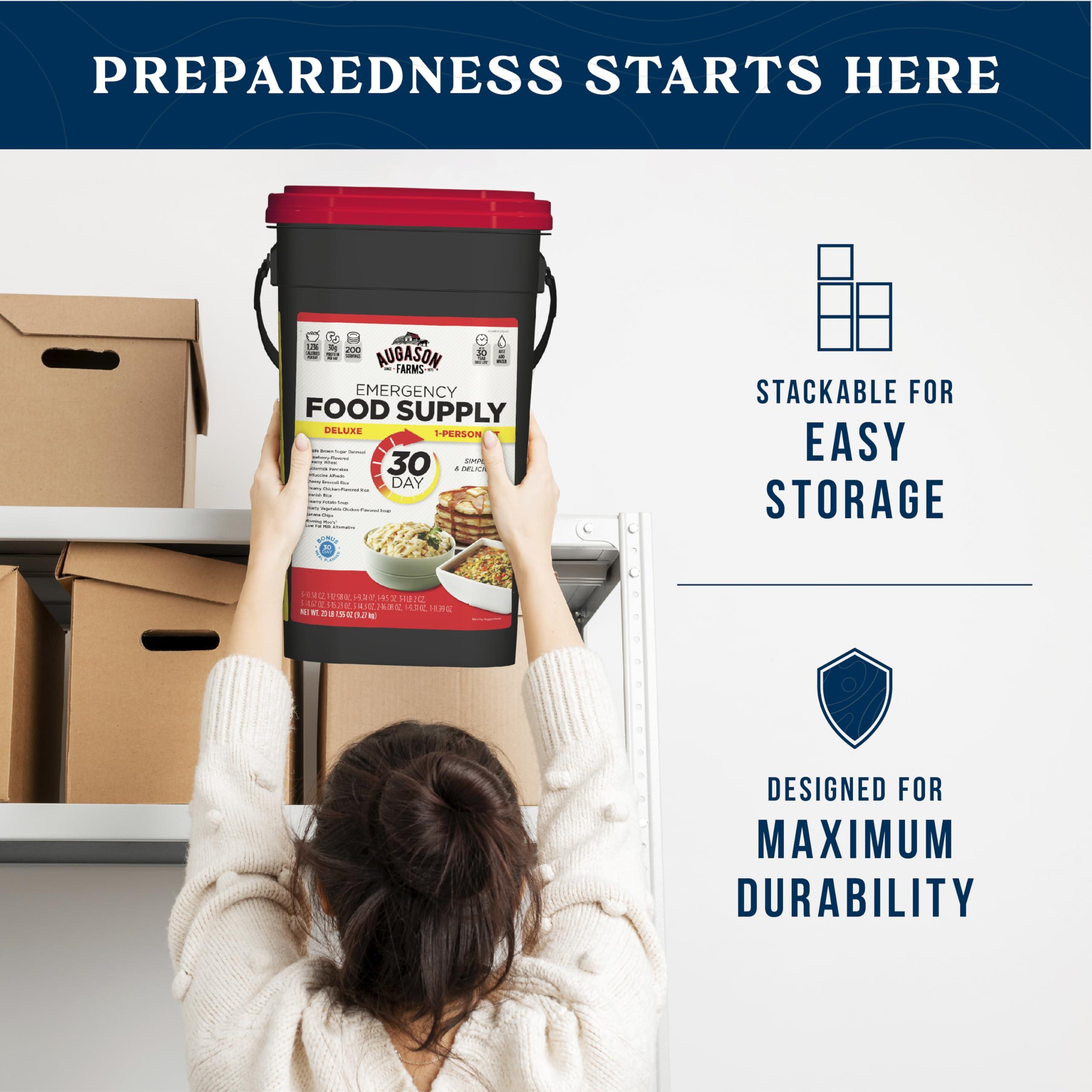Augason Farms Augason Farms 30-Day 1-Person Standard Emergency Food Supply Kit, Survival Food, Just Add Water, 200 Servings