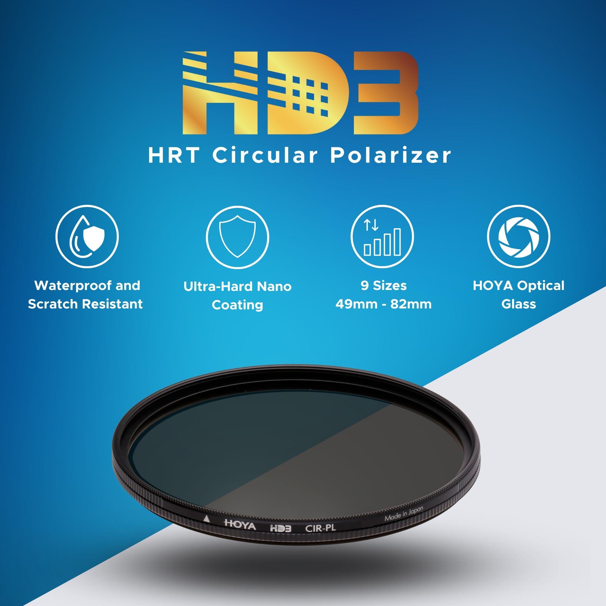 Hoya Hoya HD3 HRT Circular Polarizer - 67mm - Re-Certified for 100MP+ Cameras with Ultra-Hard Nano Coating Technology and High Rate Transmission Film - Stain Resistant and Waterproof Filter