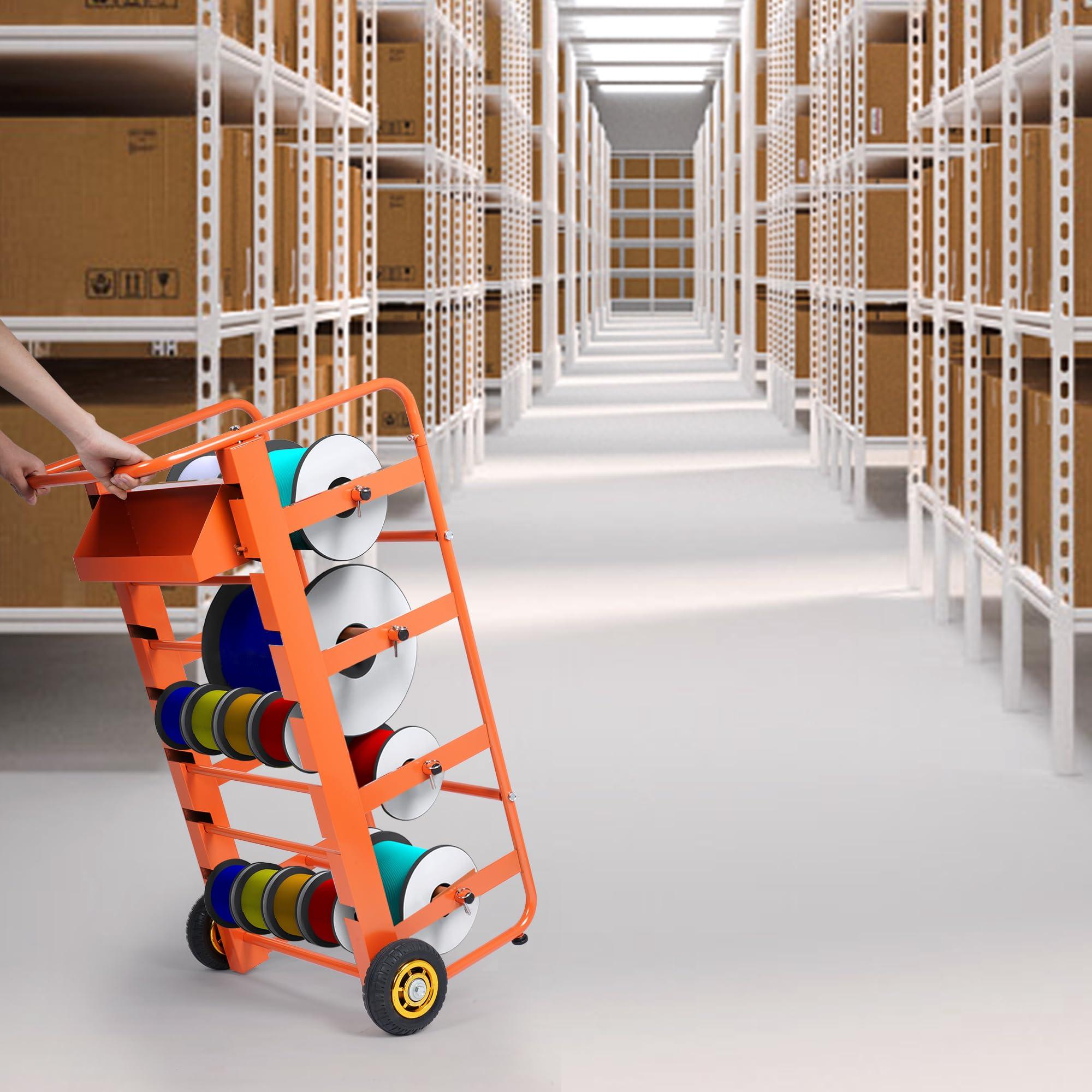 ikare ikare Wire Spool Rack, Cable Caddy Heavy Duty Multi-Spool Wire Rack Dispenser with Wheel, Electrical Wire Spool Holder with Storage Tray for Wiring Storage and Electrical Industrial, 300 lbs Capacity