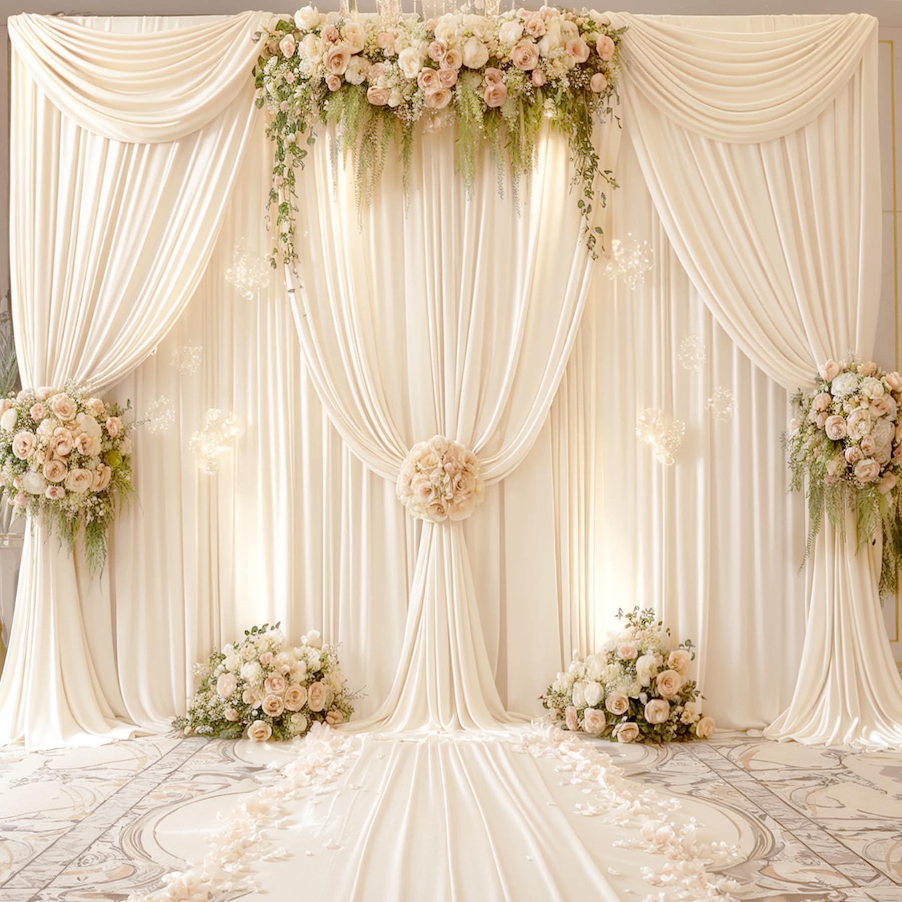 Tao-Ge 20ft x 15ft Champagne Wrinkle Free Backdrop Curtains for Wedding Party Backdrops Curtain Drapes Fabric Decorations Photo Back Drop Cloth for Baby Shower Photography Stage Reception