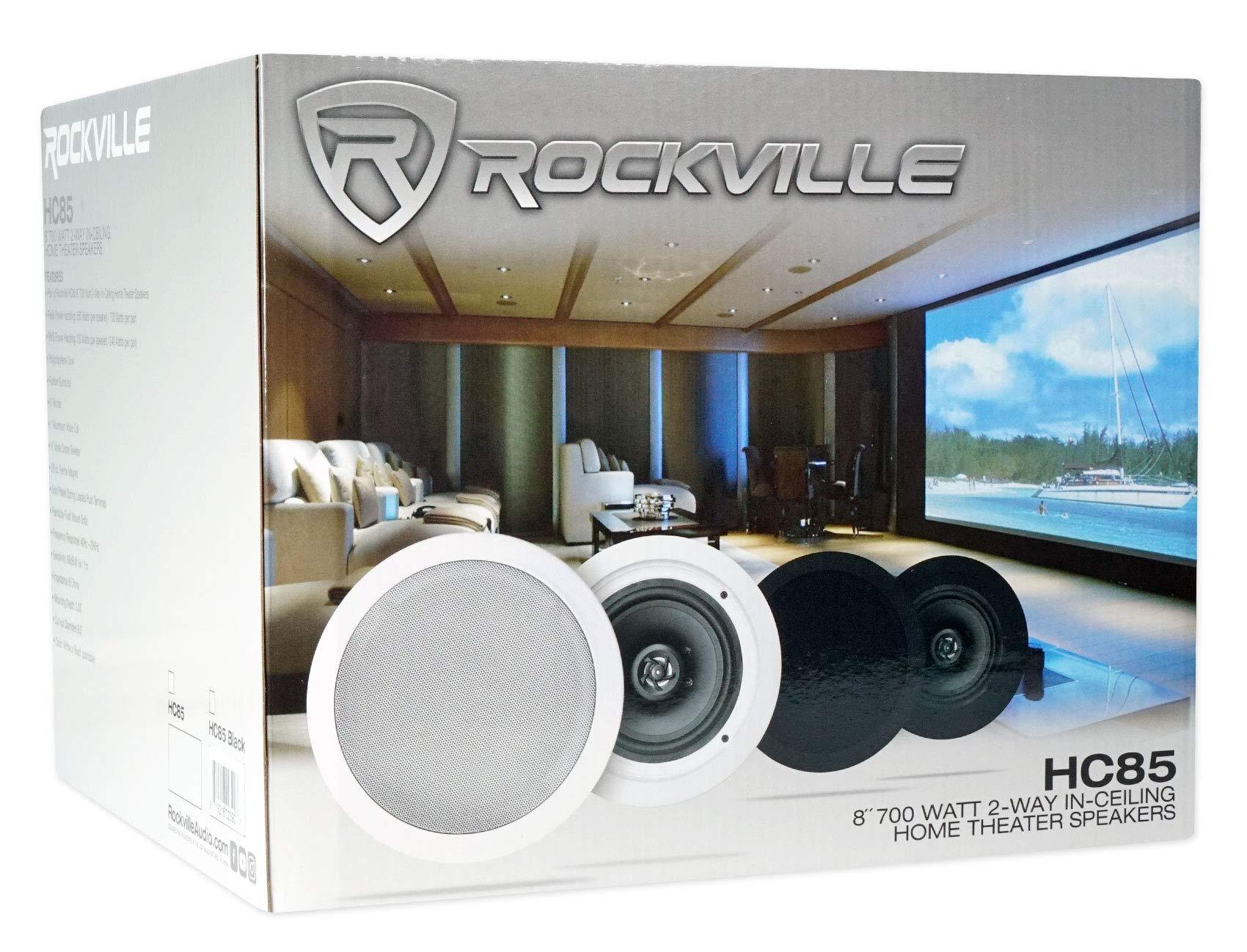 Rockville Rockville (8) HC85 Black 8" 700 Watt in-Ceiling Home Theater Speakers 8-Ohm