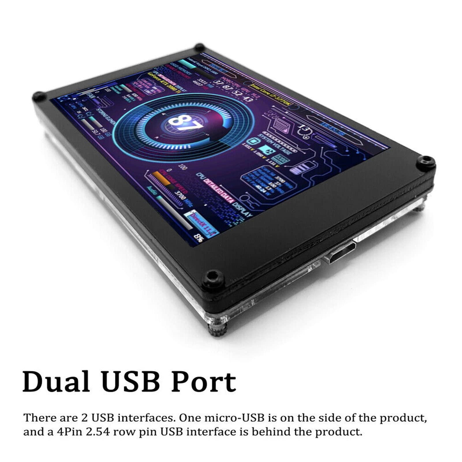 plplaaoo 3.5 Inch PC Sensor Panel Display,Computer Temp Monitor, Mini Screen Temperature Display PC CPU Data Monitor for PC CPU RAM Data, 360 Degree Rotation Sub Screen for Computer Case, Computer Temp Mo