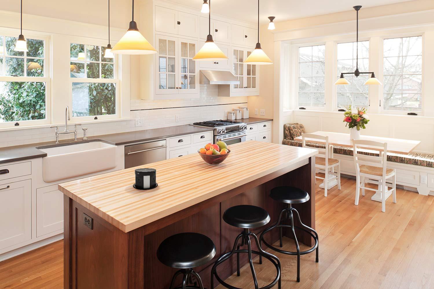 Kungfuking Automatic Pop Up Outlet Surge Protector Retractable Hidden Recessed Power Strip Power Socket with Wireless Charger USB Charging Station, 4US Plug+2USB+1RJ45 Port+1HDMI Port for Ofiice Conference