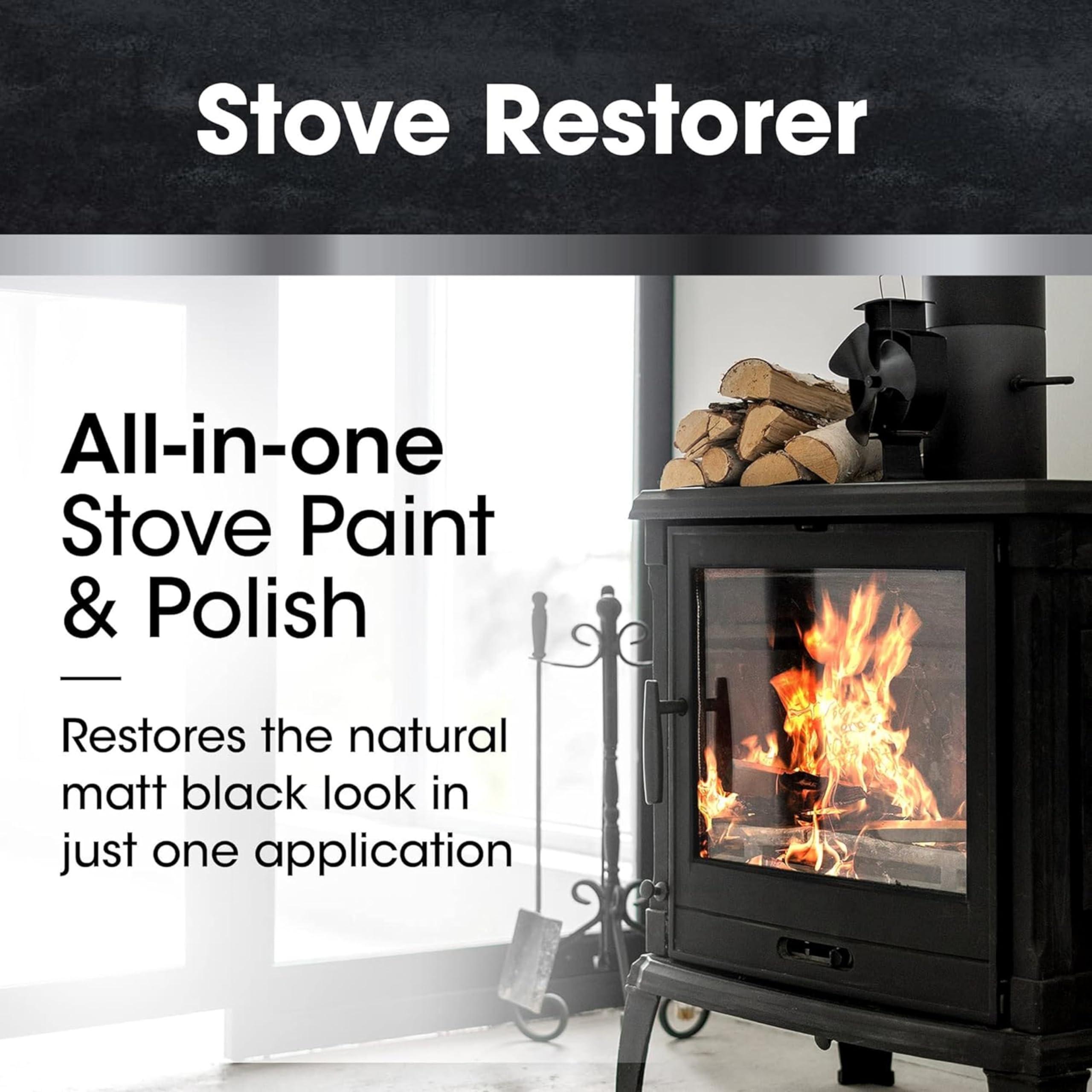 Furniture Clinic Furniture Clinic Stove Restorer | Matte Black High Heat Paint | Restores and Protects Cast Iron | For use on Log Burners, Grates, & Fireplaces | 8.5oz / 250ml