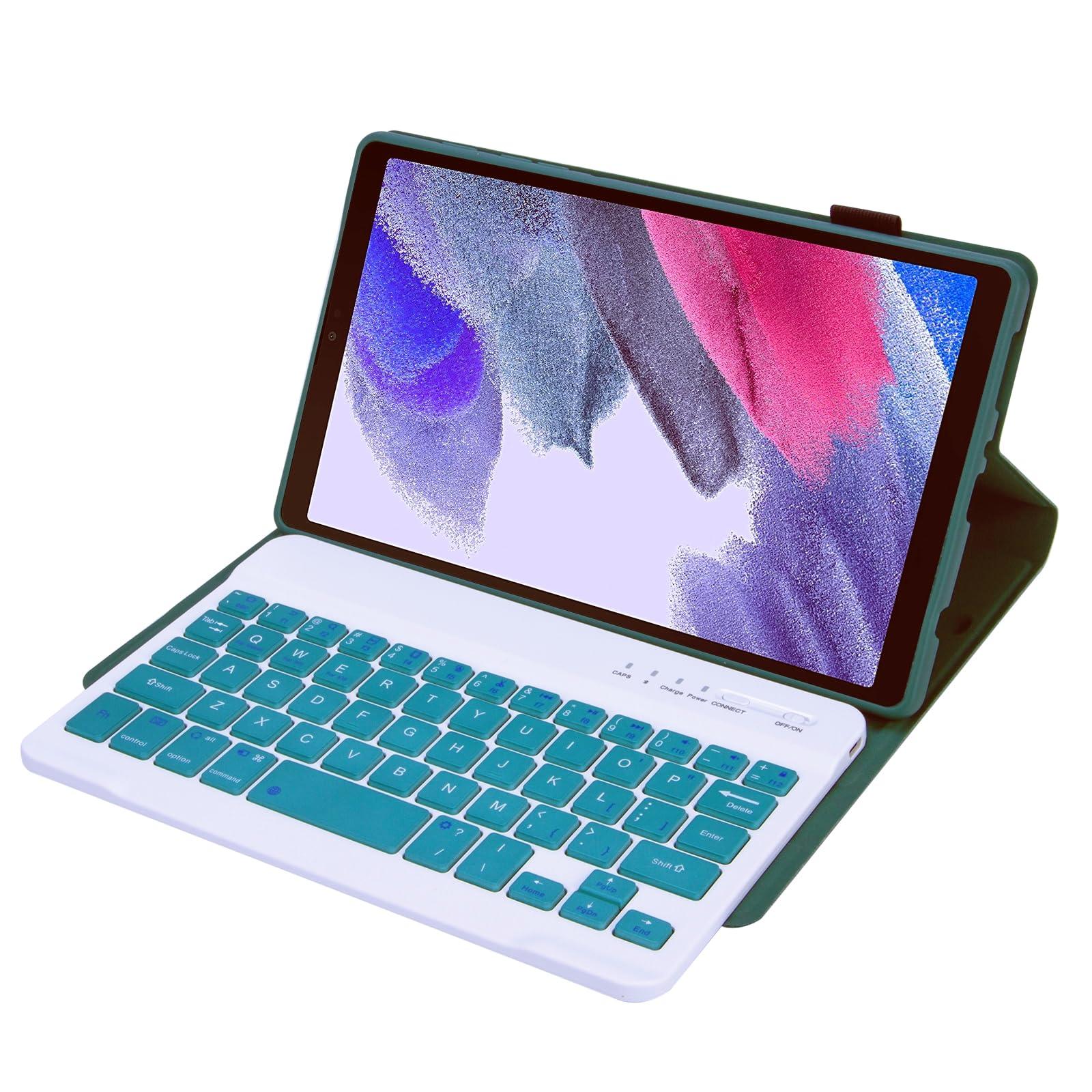 Lrufodya Lrufodya Keyboard Case for Samsung Galaxy Tab A7 Lite 8.7\" 2021, Candy Colors Detachable Wireless Keyboard with Slim Cover for Model SM-T220 T225 T227 (Deep Green)