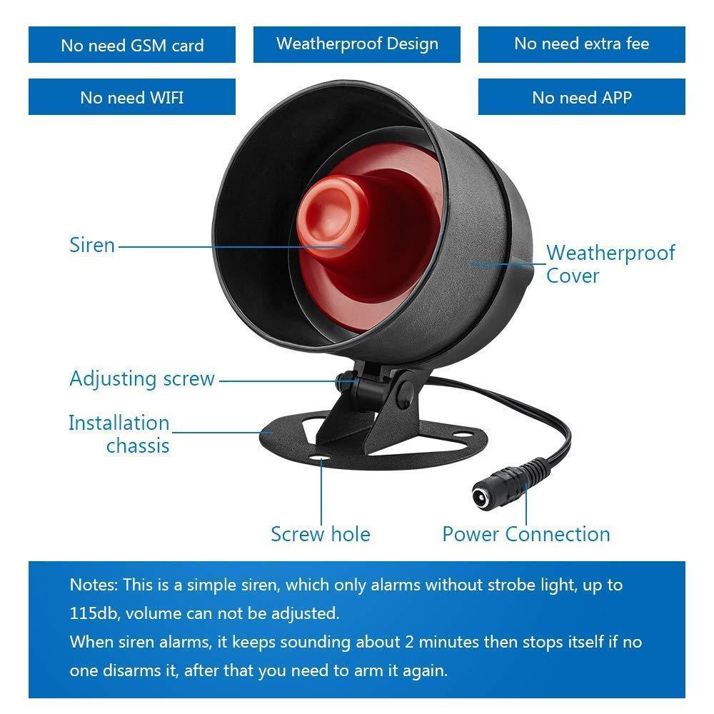 KERUI KERUI Standalone Home Office Shop Security Alarm System Kit,Wireless Loud Indoor/Outdoor Weatherproof Siren Horn with Remote Control and Door Contact Sensor,Motion Sensor,Up to 115db,NO WIFI/GSM/APP
