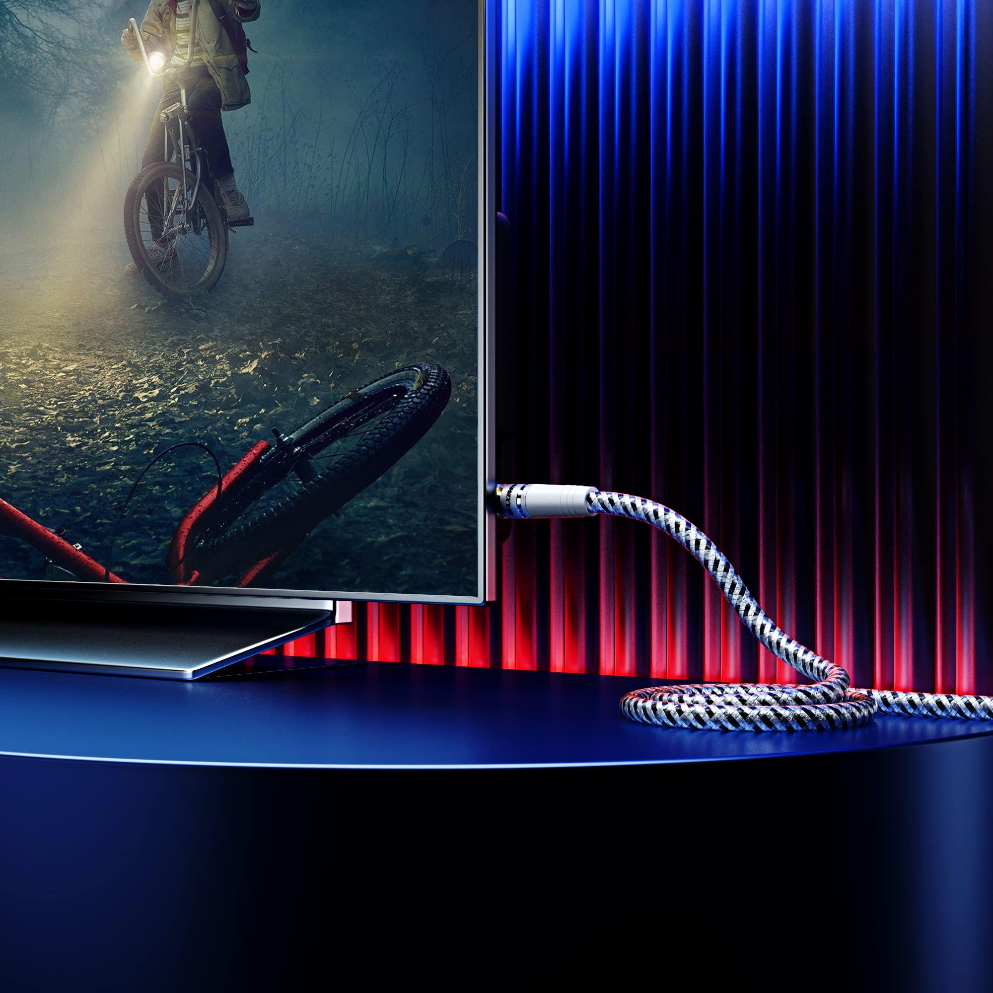 Maximm Coaxial Cable 3 Feet, 5 Pack, Durable Nylon Braided Black & White Coaxial Cable Wire, RG6 Coax Cable, Triple Shielded, TV Cable Wire, Antenna Wire