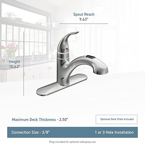 Moen Moen Integra Spot Resist Stainless One-Handle Pullout Kitchen or Laundry Faucet Featuring Power Clean with Optional Deckplate, 67315SRS