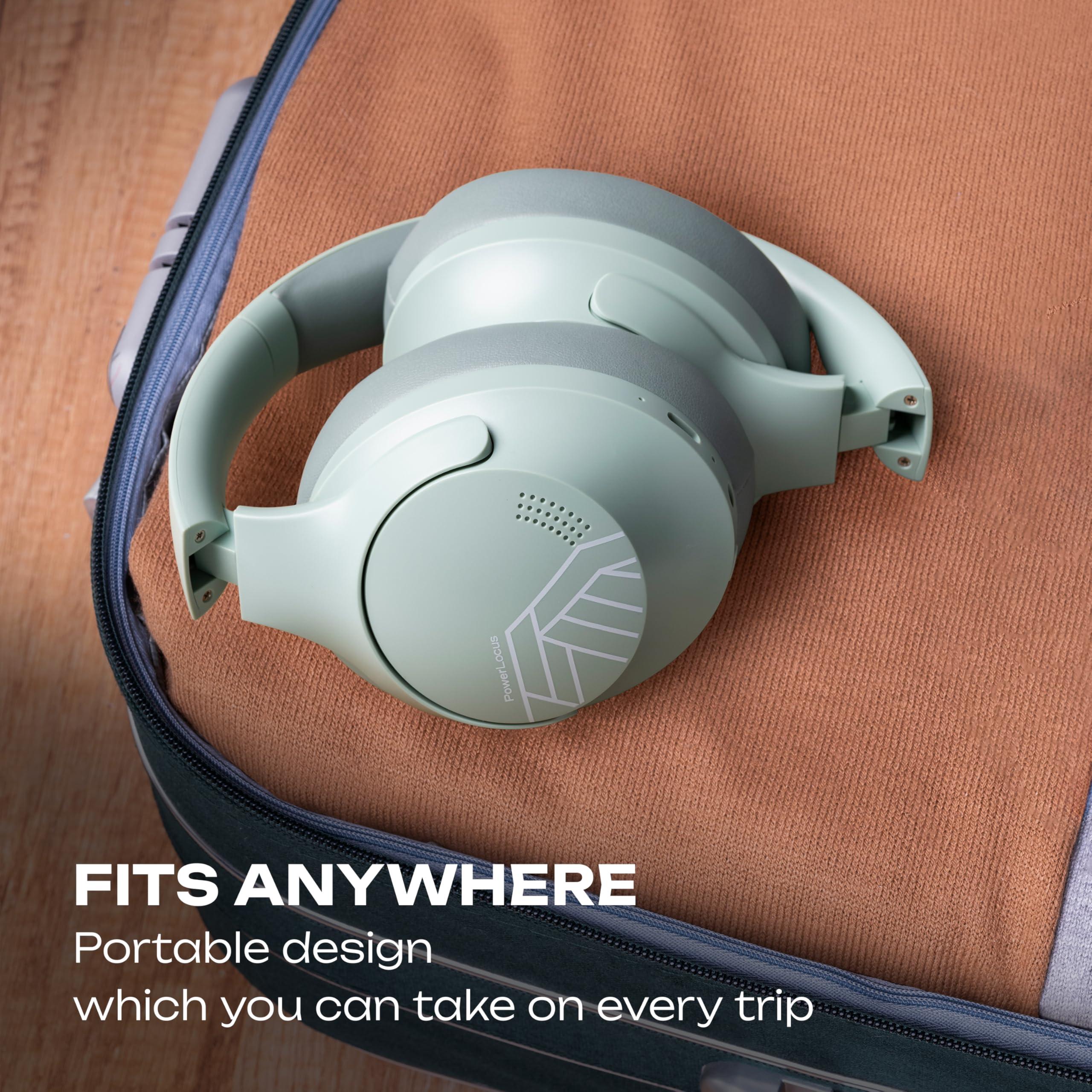 PowerLocus PowerLocus Bluetooth Headphones Over Ear, 50H Playtime with 4 EQ Modes Wireless Headphones with Microphone, HiFi Stereo Deep Bass, Soft Ear Cups, Foldable Lightweight Headset for Travel/Office/Workout