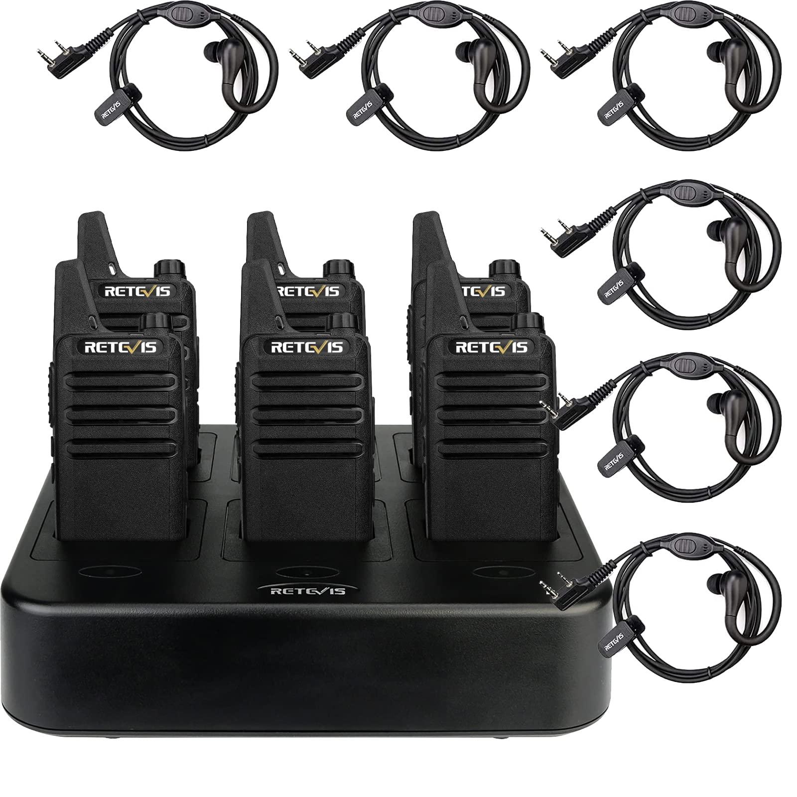 Retevis Retevis RT22 Walkie Talkies (6 Pack) with Headset (6 Pack), Rechargeable Hands Free Two Way Radios Bundle with Retevis RT22 Walkie Talkies Earpiece