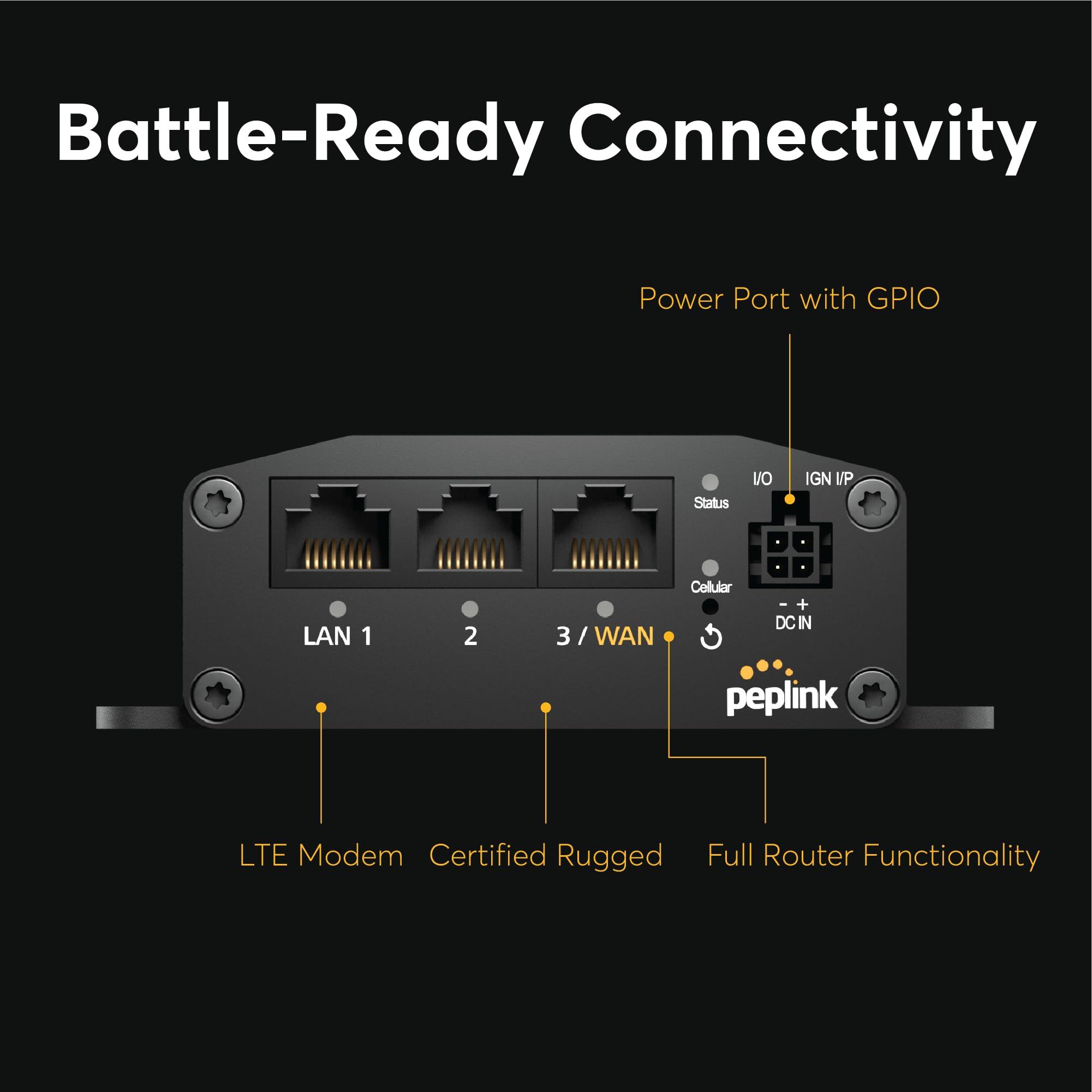 Peplink Peplink Cellular Router MAX BR1 Mini Core | High Speed 150Mbps Single Cellular LTE Computer Modem with Gigabit Ethernet WAN, 2x SMA Cellular Antennas | Redundant SIM Slots | Designed for Security