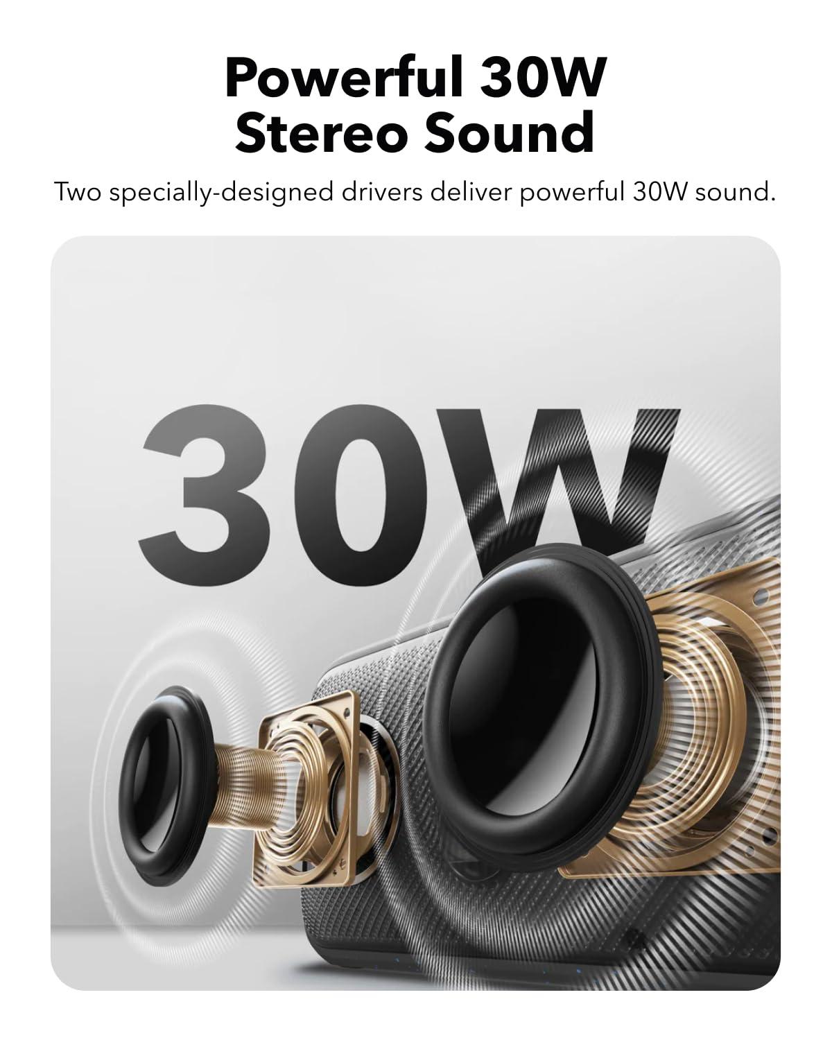 Soundcore Soundcore Motion 300 by Anker, Bluetooth Speaker, Wireless Hi-Res Portable Speaker, IPX7 Waterproof, BassUp, Bluetooth 5.3, 30W Stereo Sound, 13H Playtime for Home, Shower, Outdoor, and Travel