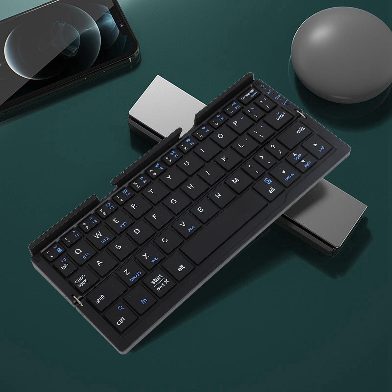 FOSA FOSA Folding Bluetooth Keyboard, Folding Keyboard, Portable Pocket Foldable Keyboard, Mini Foldable Keyboard Aluminum Alloy Housing for Tablets Phones (Black Gray)