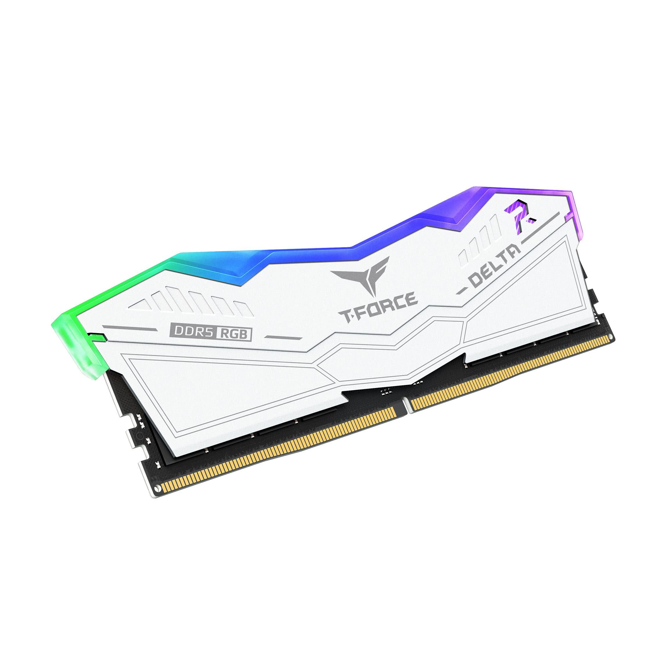 TEAMGROUP TEAMGROUP T-Force Delta RGB DDR5 Ram 32GB (2x16GB) 6800MHz PC5-54400 CL34 Desktop Memory Module Ram For 600 700 Series Chipset XMP 3.0 Ready White - FF4D532G6800HC34BDC01