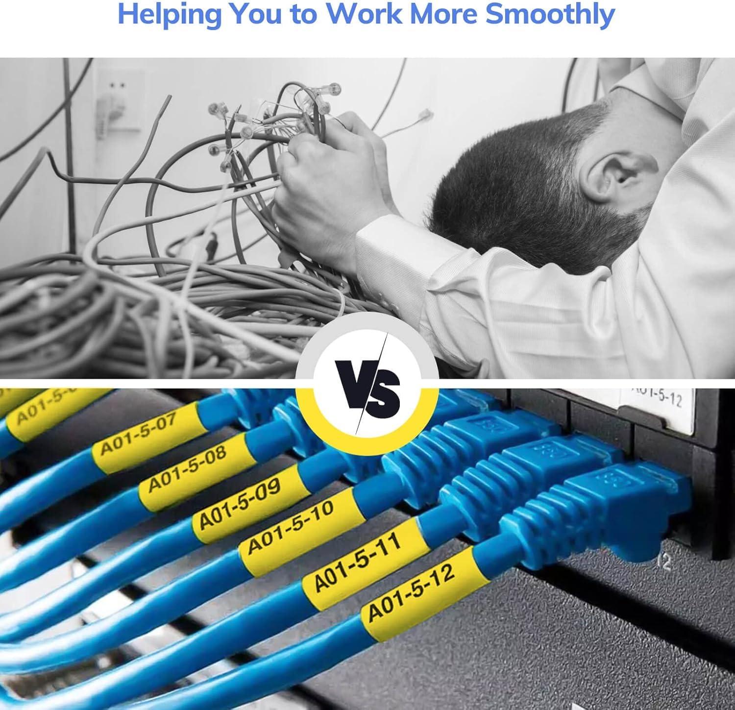 Cruxer 8 Pack Compatible with Dymo Rhino Heat Shrink Tube Labels 18056, 1/2" x 4.9' 12mm 1.5m Work with DYMO Rhino 4200 5200 6000 Industrial Label Makers, 18056 Heat-Shrink Label Tape Black on Yellow