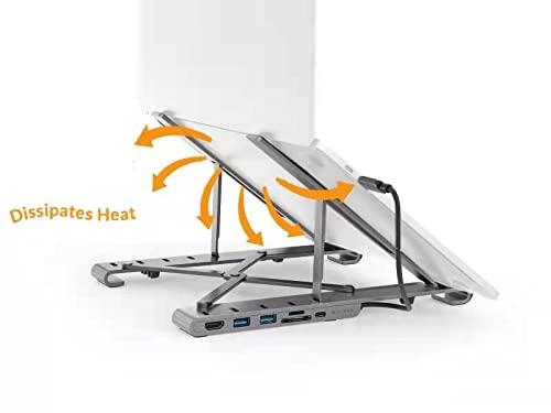 Hyper HyperDrive 7 in 1 USB C Hub Laptop Stand - HDMI 4K30Hz, USB-C 100W PD, USB-A 5Gbps, SD/MicroSD, Compatible with MacBook/iPad/Windows/Chrome - 10-17 Laptop Docking Station Stand
