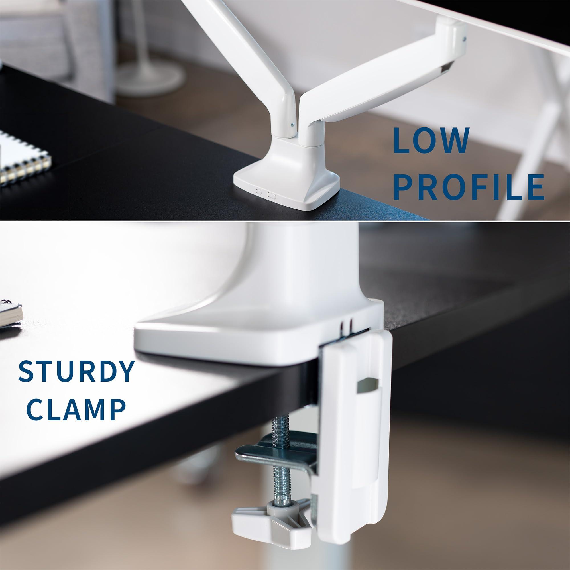VIVO VIVO Premium Aluminum Heavy Duty Dual Monitor Arm for Ultrawide Monitors up to 40 inches and 32.5 lbs Each, Desk Mount Stand, Pneumatic Height, Max VESA 100x100, White, STAND-V202QW