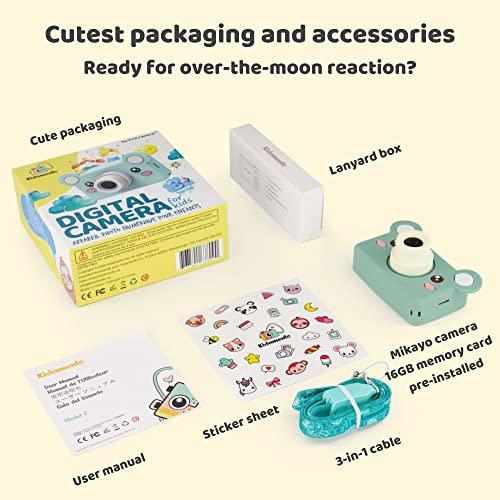 Kidamento Kidamento Kids Digital Camera & Video Camcorder, Soft BPA-Free Silicone Casing, 32GB Memory Card - Model C - Mikayo The Bear