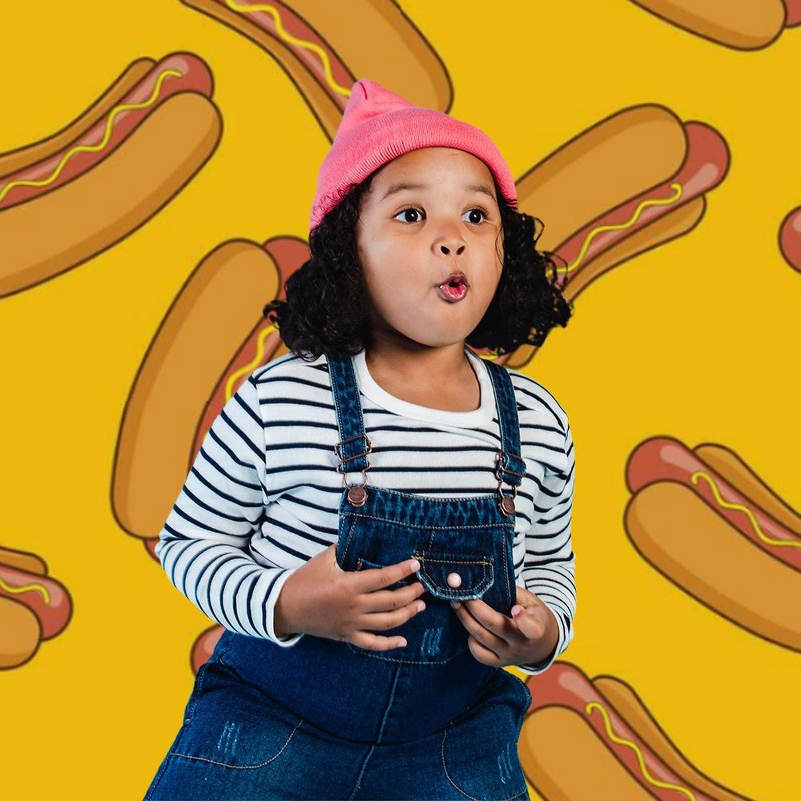 LJFABKY Hot-Dog Print Portrait Background Screen for Photo Backdrop Video Photography Studio(Only Fabric)
