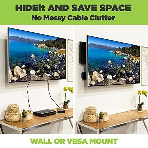 HIDEit Mounts HIDEit Mounts Uni-SW VESA Mount - American Company - Black Steel Adjustable Small and Wide Device Wall Mount - Cable Box Wall Mount, Modem Wall Mount, Router Mount and More - Behind TV Cable Box Mount