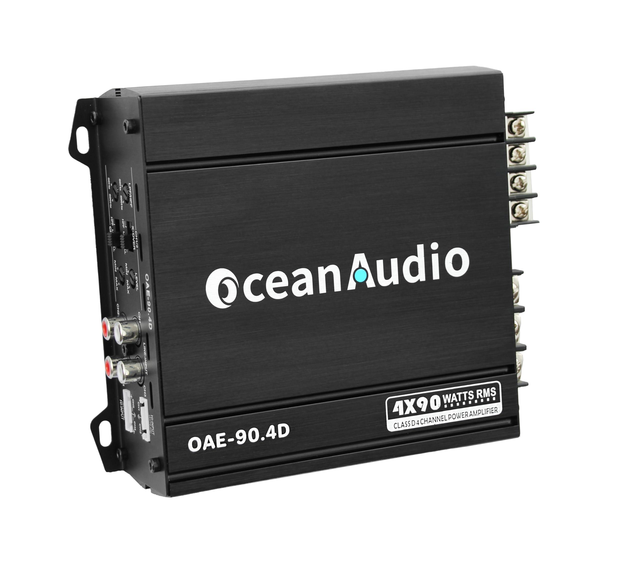 OceanAudio OceanAudio OAE-90.4D Compact Full-Range Class D 4 Channel 720W Car Amplifier, Max Power @2 4 * 180W RMS Power @2 4 * 90W, @4 4 * 60W, 2 Bridged Channels RMS Power @4 2 * 180W