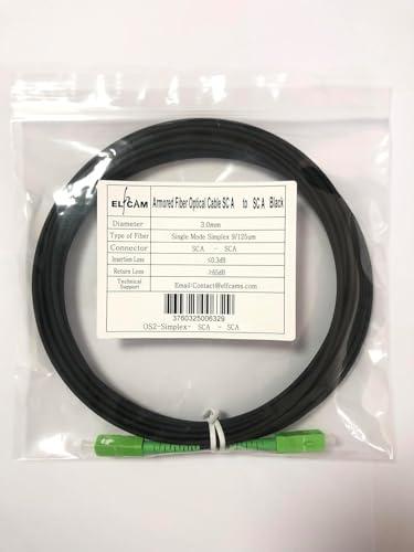 Elfcam Elfcam - 30m/98.4ft Armored Fiber Optic Cable for Outdoor and Indoor SCA to SCA Simplex Singlemode, Compatible with FTTH Cables, 30 Meters