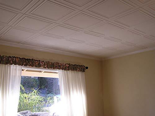 A La Maison Ceilings A La Maison Ceilings R24 Line Art Foam Glue-up Ceiling Tile (21.6 sq. ft./Case), Pack of 8, Plain White