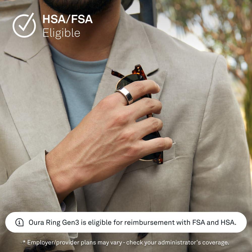 OURA Oura Ring Gen3 Heritage - Silver - Size 12 - Smart Ring - Size First with Oura Ring Gen3 Sizing Kit - Sleep Tracking Wearable - Heart Rate - Fitness Tracker - 5-7 Days Battery Life