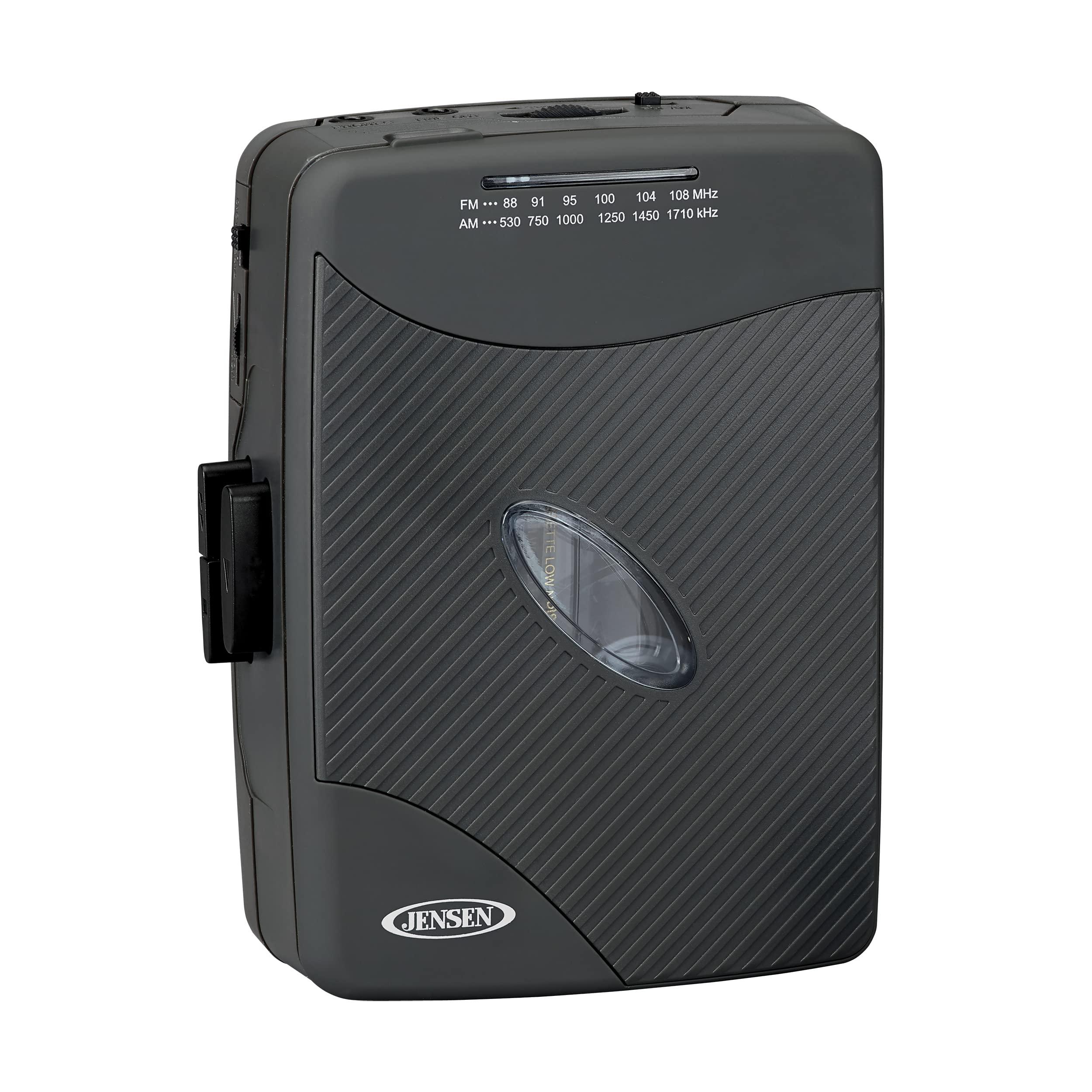 Jensen JENSEN Portable Cassette Player, Simple Retro Compact Style with AM/FM Radio, Detachable Belt Clip, and Stereo Earbuds Included