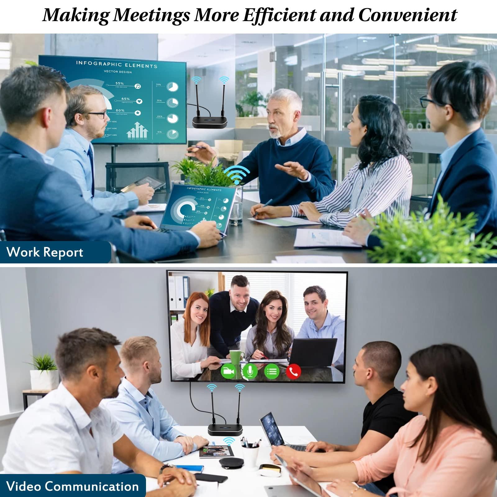 POFAN Wireless Hdmi Transmitter and Receiver 4k Kit.One Receiver and Two Transmitter Packages,Switch at Will,Matching Distance 50M VGA Dual Screen Casting Video Audio from PC/Laptop/TikTok to Monitor