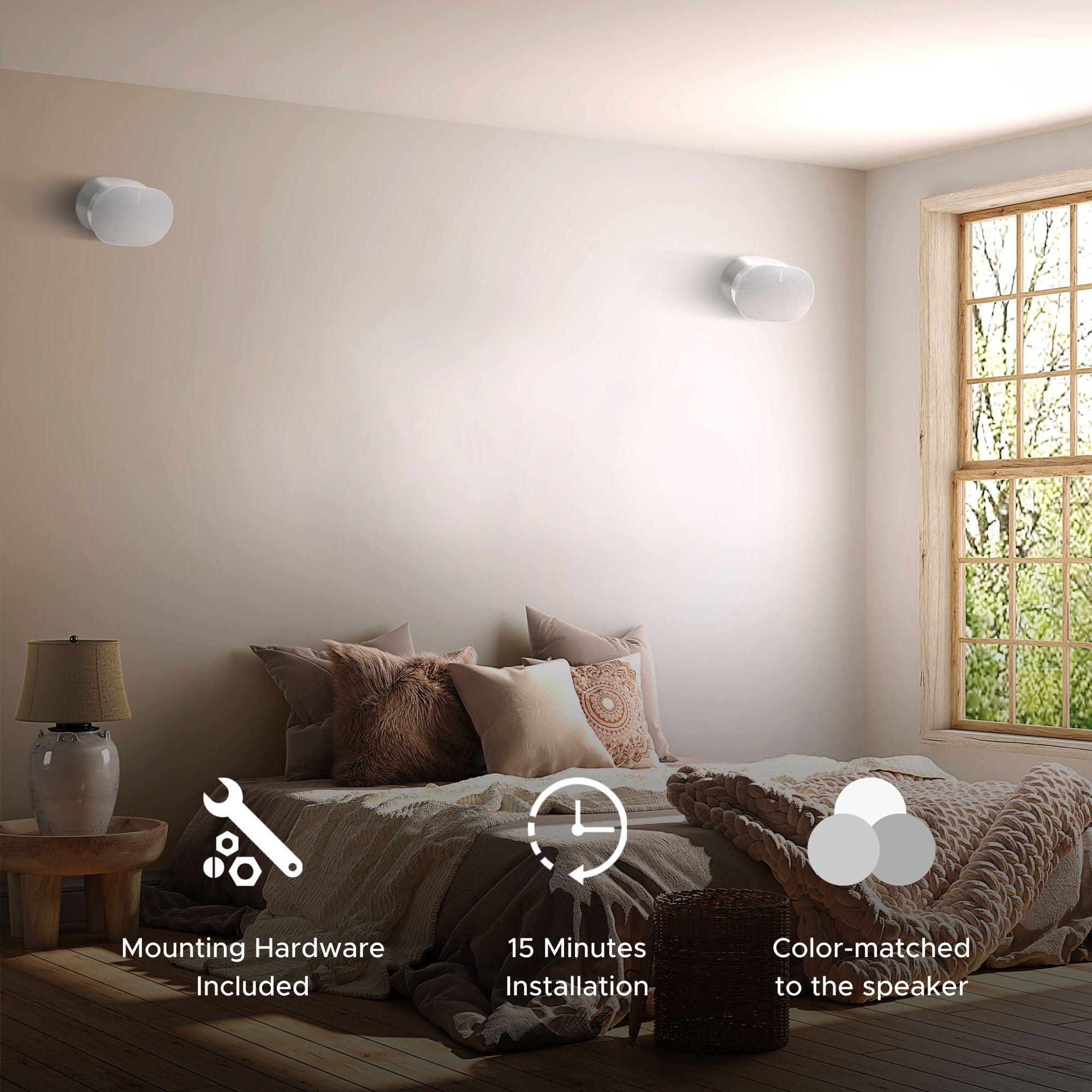 Sound Bass ERA300 Wall Mount Bracket, Tilt and Swivel, White, Twin (2pcs), Compatible with Sonos ERA 300, Effortless Installation, Includes Mounting Kit, Double, Pair