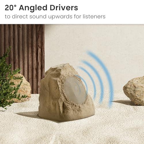 Theater Solutions 8R4S Outdoor Sandstone Rock 8 Speaker Set for Yard Patio Pool Spa