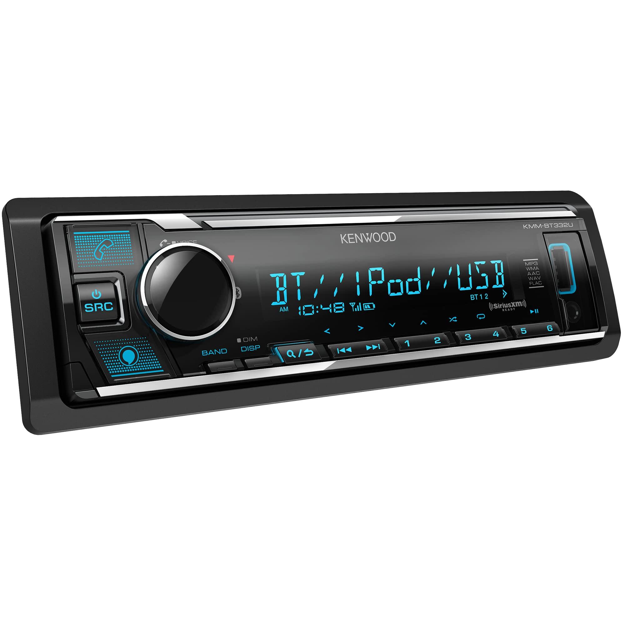 Kenwood KENWOOD KMM-BT332U Bluetooth Single DIN Car Stereo with USB Port, AM/FM Radio, MP3 Player, Multi Color LCD, Detachable Face, Built in Amazon Alexa, Compatible with SiriusXM Tuner