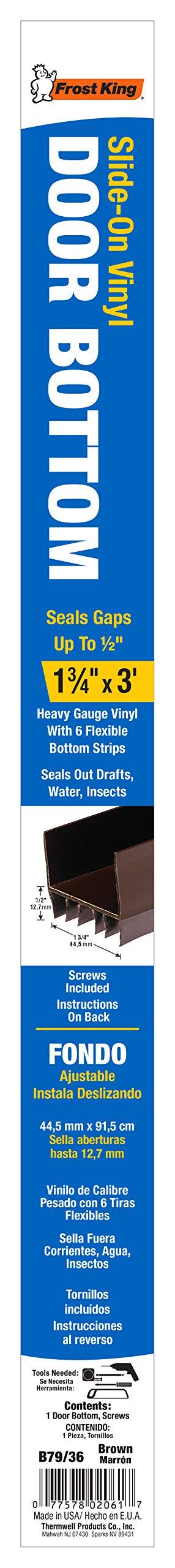 Frost King Frost King B79/36H Vinyl Slide-On Door Bottom for Metal and Wood Doors, 1-3/4 x 36", Brown