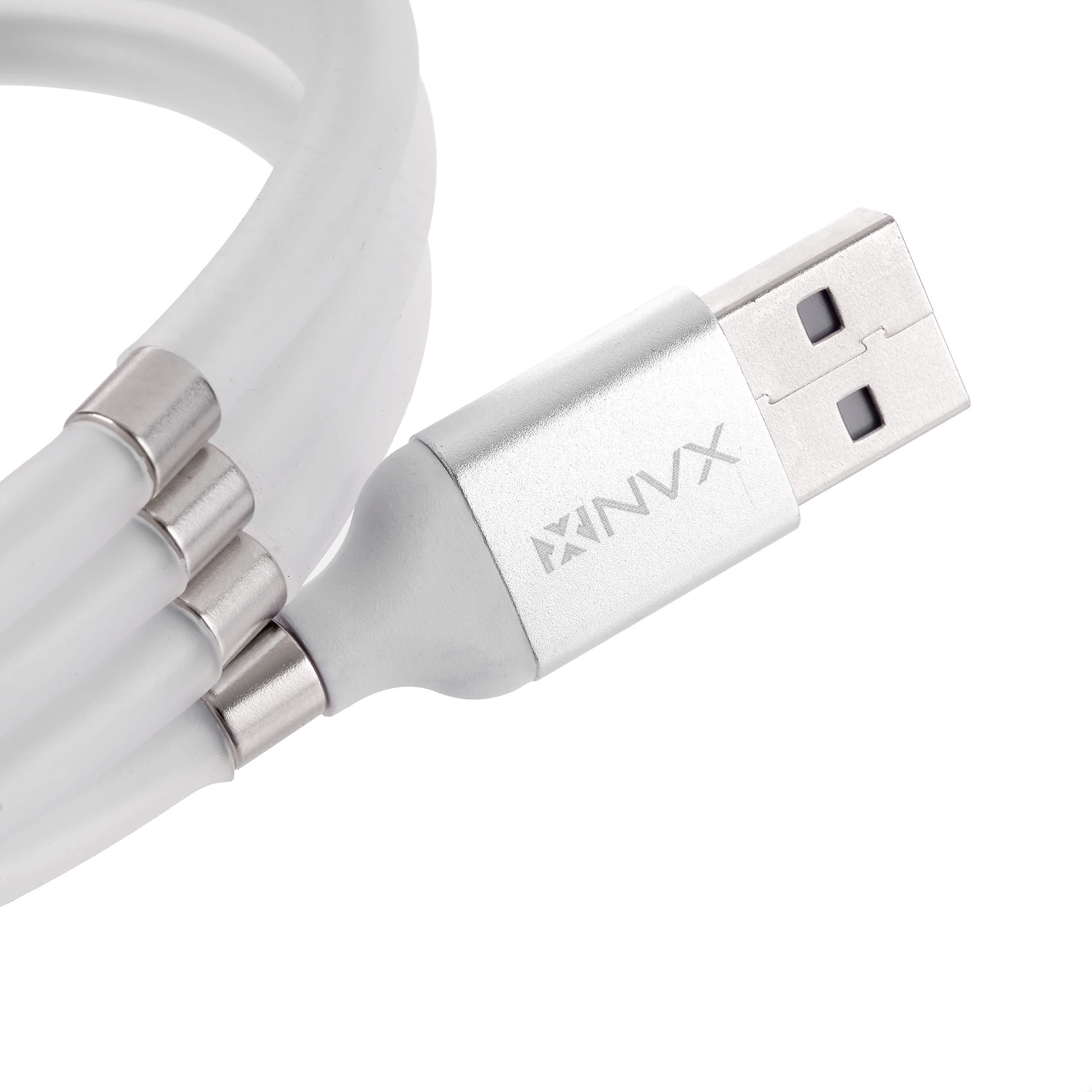 NVX NVX XUACM3 3.3ft (1 Meter) Fast Charging USB Type A to USB Type C Cable w/Magnetic Cord Management, Compatible with iPhone 15/Plus/15 Pro/Pro Max, Samsung Galaxy S23 S22, iPad Pro, MacBook Air & More
