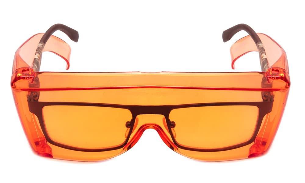 Calabria Calabria 3000 Large Fit Over Safety Glasses Fitover Prescription Eyewear Orange Men Women Wrap Around Anti Fog Scratch Glare
