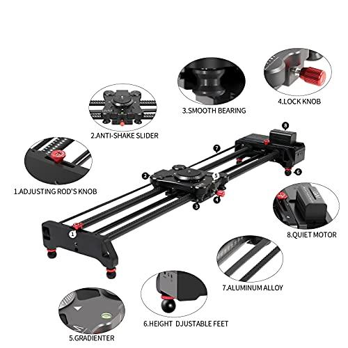 GVM Great Video Maker GVM Motorized Camera Slider,31" Wireless Carbon Fiber Dolly Rail Camera Slider with APP Control, Motorized Time Lapse and Video Shot Follow Focus Shot and 120 Degree Panoramic Shooting