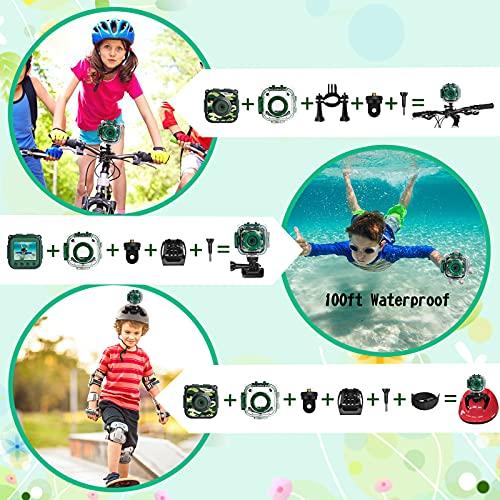 PROGRACE PROGRACE Waterproof Camera for Kids - Children Digital Video Camera Underwater Camera 1080P Toddler Sports Camera for Boys Birthday Camera Pool Toys Age 3 4 5 6 7 8 9 10 11 12