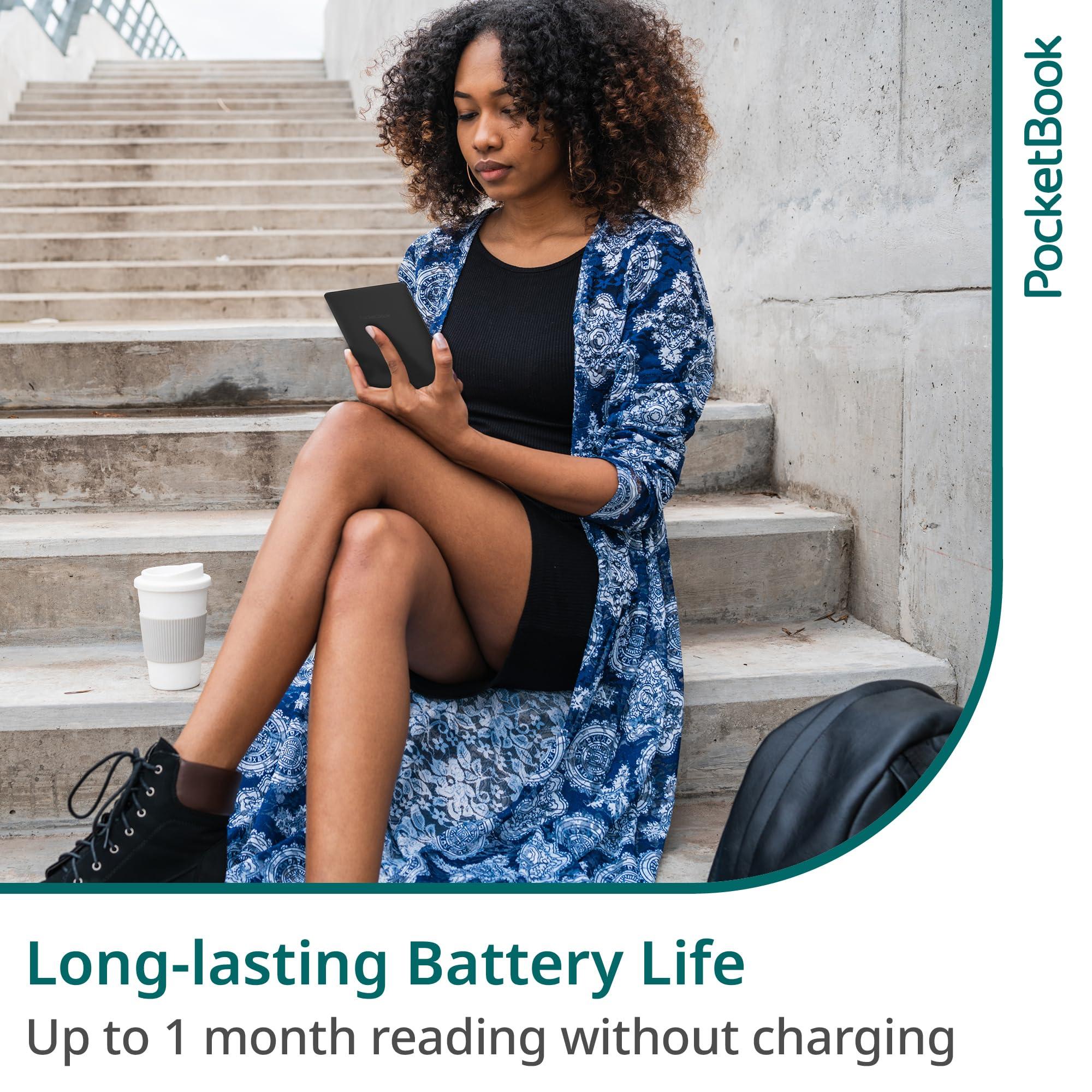 PocketBook PocketBook Basic Lux 4 E-Book Reader | 6 Glare-Free & Eye-Friendly E-Ink Technology | Compact & Lightweight E-Reader | Frontlight | Touchscreen | Wi-Fi | Dictionaries | Micro-SD Slot