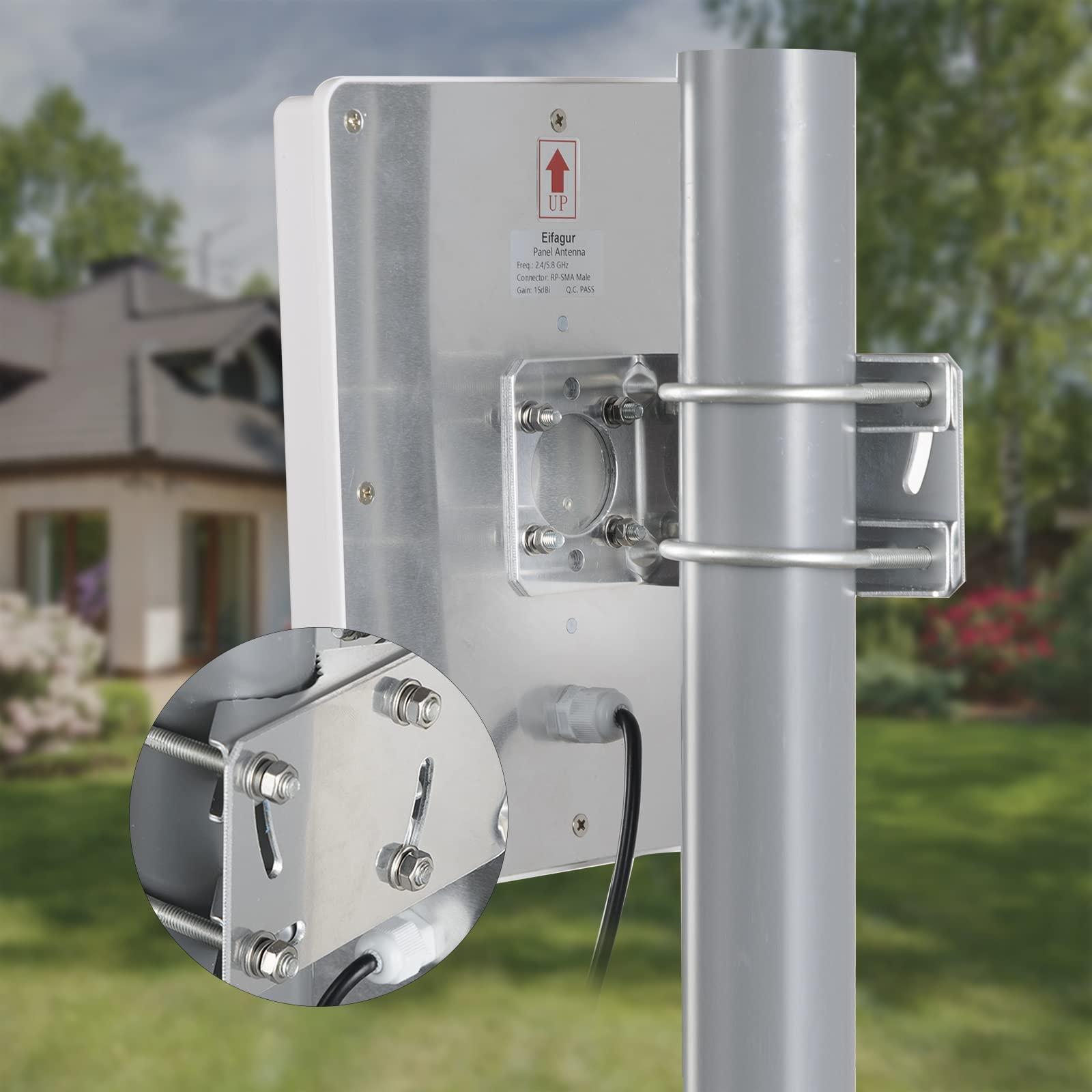 eifagur Outdoor 15dBi Dual Band WiFi 2.4GHz 5GHz 5.8GHz Long-Range Directional Panel Antenna with 10Ft Cable for WiFi Router Wireless Network Card Security IP Camera Video Surveillance Monitor, Eifagur