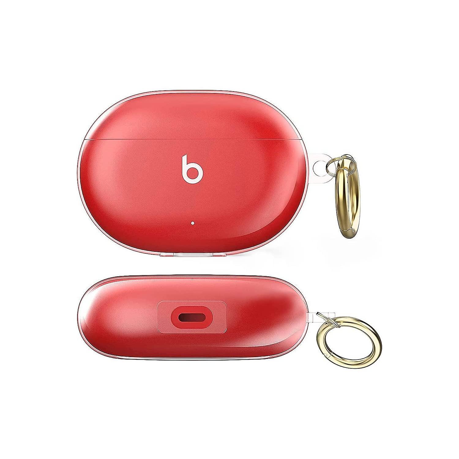 ZERODAMAGE SAHARA CASE ZeroDamage Sahara Case Hybrid Flex Case Compatible with Dr. Dre Studio Buds 2021 [Rugged] Full Body Protection Antislip Grip Slim with Keychain (Transparent Pink)