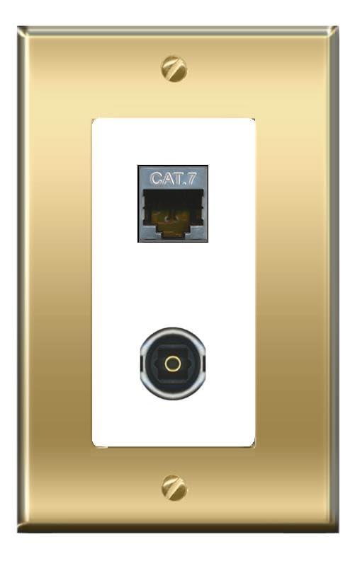 RiteAV RiteAV CAT7 TOSLINK Wall Plate Decorative [Brass/White]