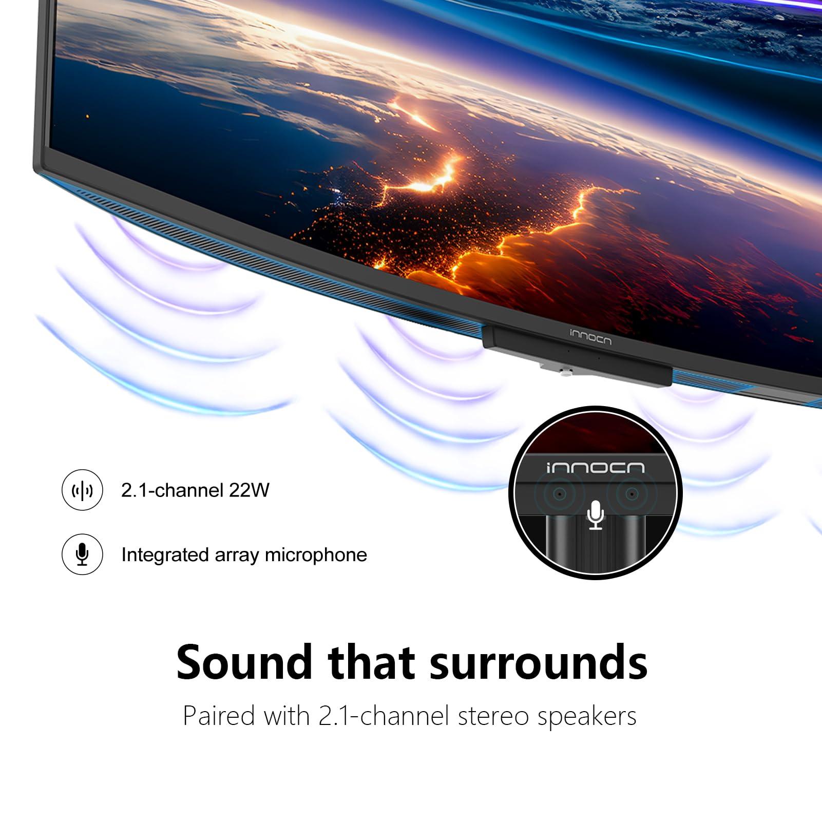 INNOCN INNOCN 49\" 49Q1S OLED Curved Gaming Monitor 5120 x 1440p 240Hz, 0.03ms, USB Type C 90W, HDMI 2.1, DisplayPort, USB Hub, Surrounding Speakers, Adaptive-Sync, Height Adjustable Stand, Black