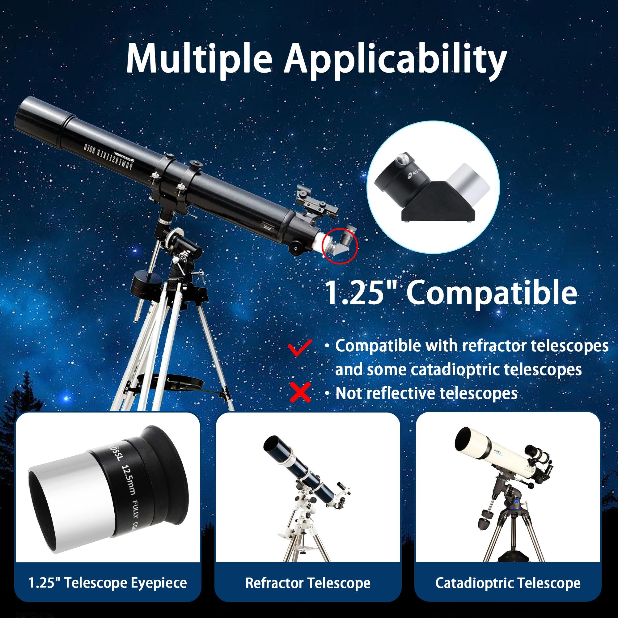 Astromania Astromania 1.25" 25mm Plossl Telescope Eyepiece - Bundle with - 1.25" 90-Degree Erecting Prism